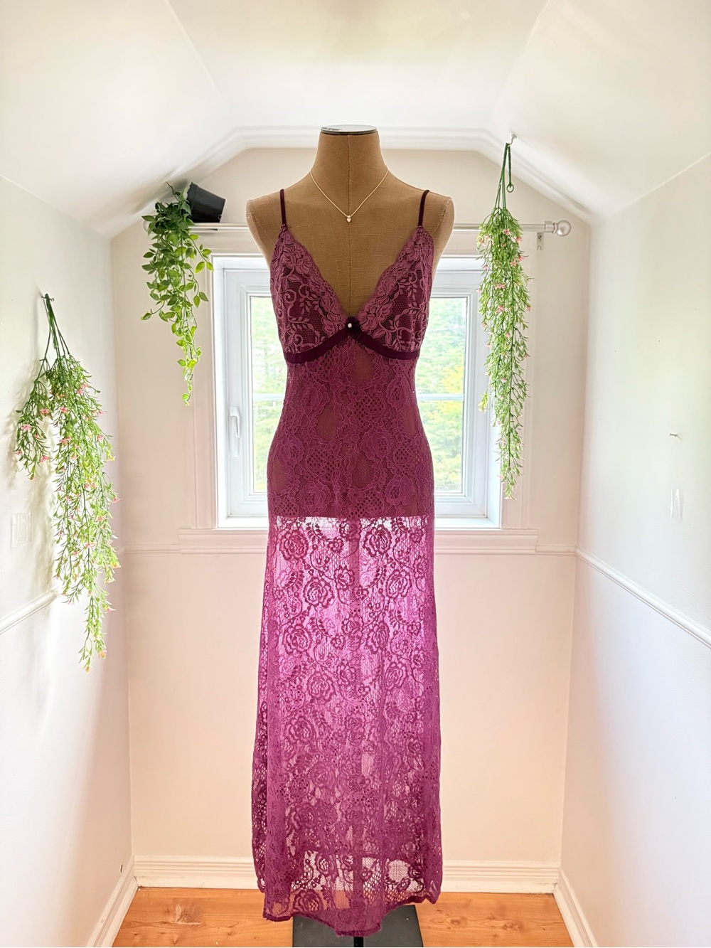 Delicate Lace Slip Dress in Plum - Women Intimates & Sleepwear